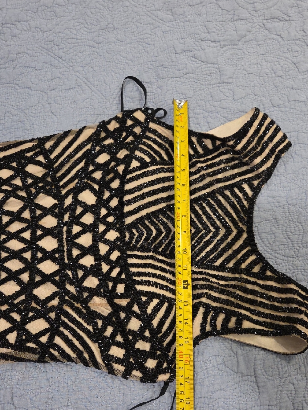 Rachel Gilbert Black Beaded Striped Midi Dress on Nude Size 8! - Picture 7 of 9